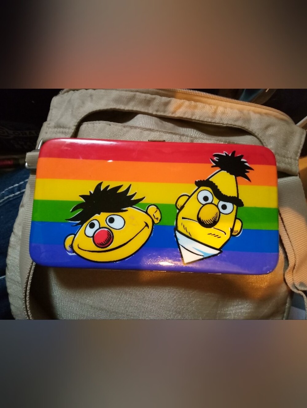 Vintage Bioworld Sesame Street Bert Ernie Rainbow Hinged Wallet Clutch NWOT